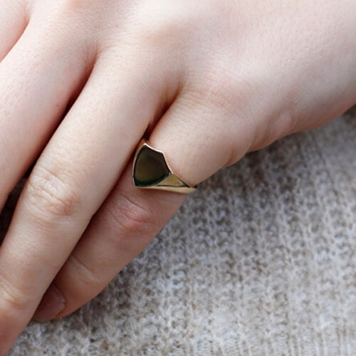 Shield Gold Signet Ring