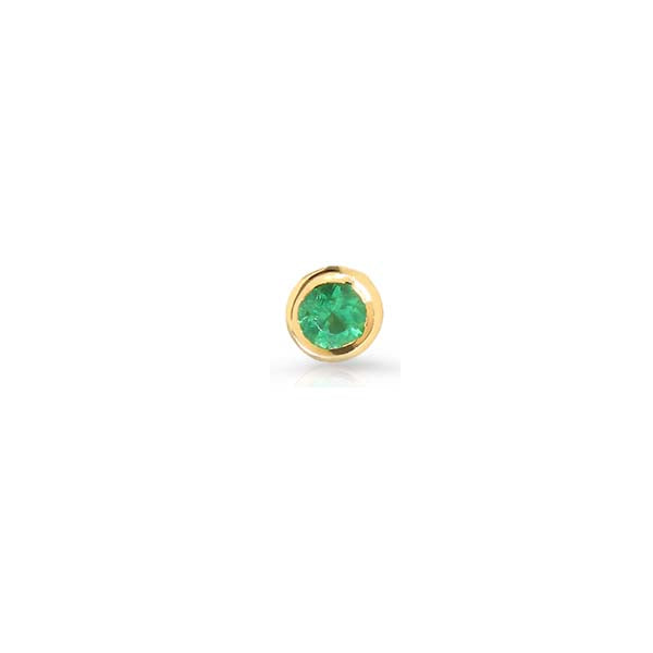 EC One Single Mini "Dainty" Yellow Gold and Emerald Stud Earring