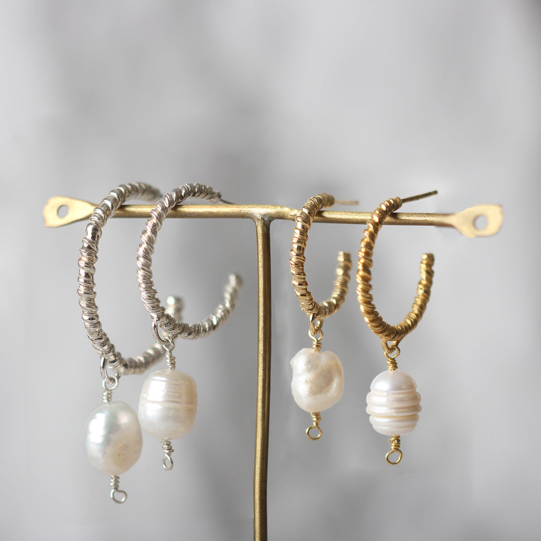 Natalie Perry Organic Hoops with Baroque Pearl Drops at EC One