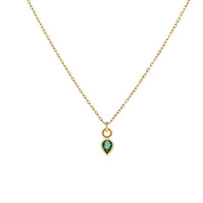 EC One Metier Pear Shape Emerald Gold Necklace