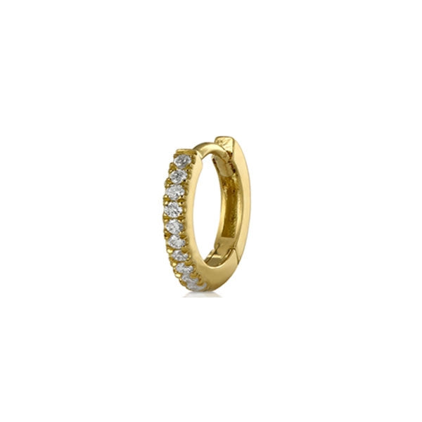 SINGLE Small Diamond Gold Hoop Earring