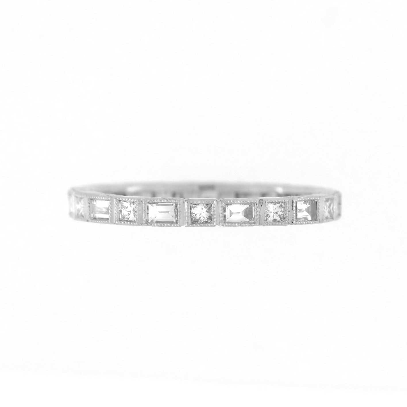 Ungar and Ungar Baguette and Square Diamond Platinum Eternity Ring at EC One London