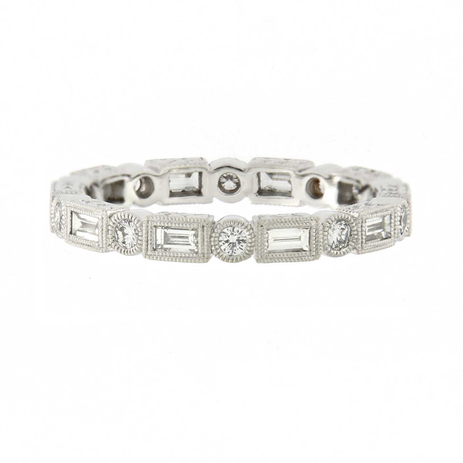 Ungar and Ungar Baguette & Round Diamond Eternity Band Platinum at EC One London