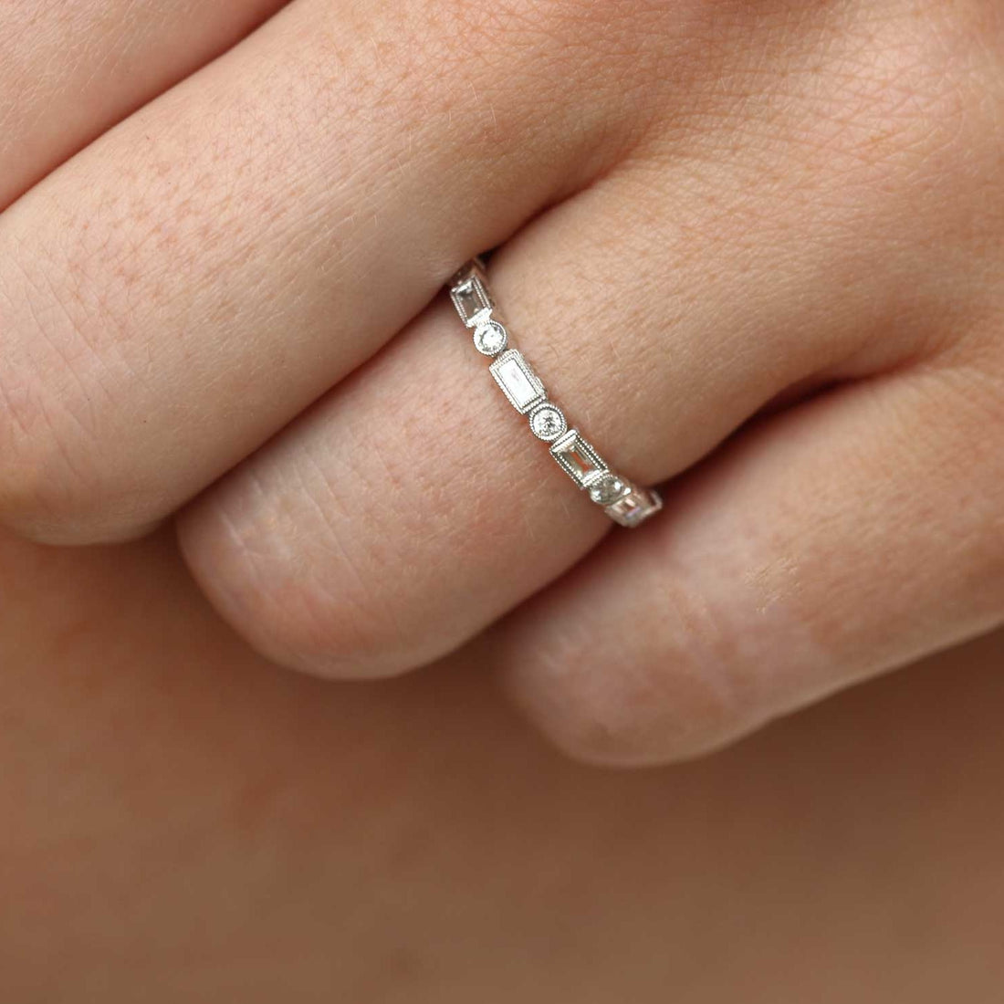 Ungar and Ungar Baguette & Round Diamond Eternity Band Platinum at EC One London