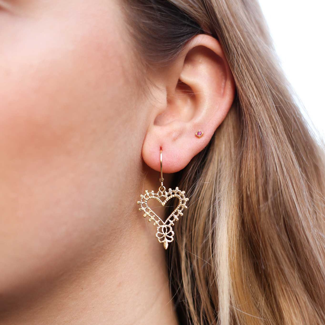 Zoe and Morgan Gypsy Heart Gold Plated Drop Earrings at EC One London