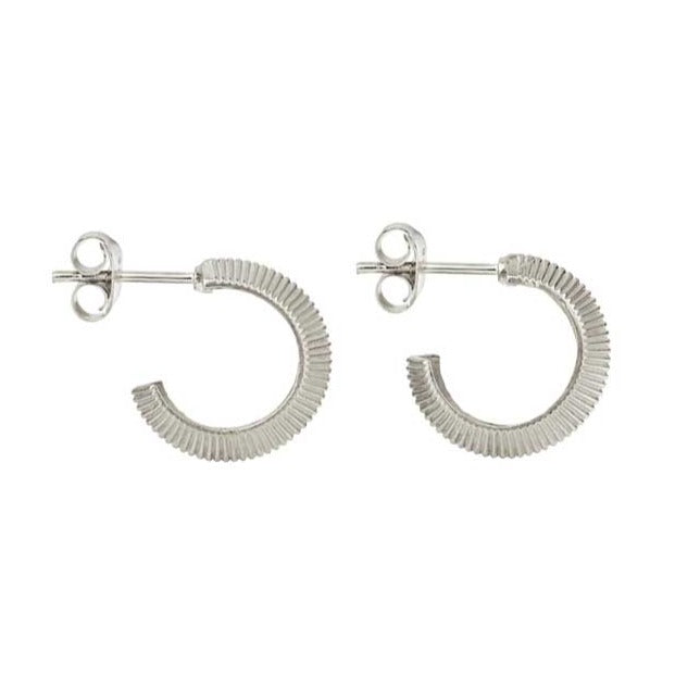 Zoe and Morgan Mini Tasa Silver Hoop Earrings at EC One London