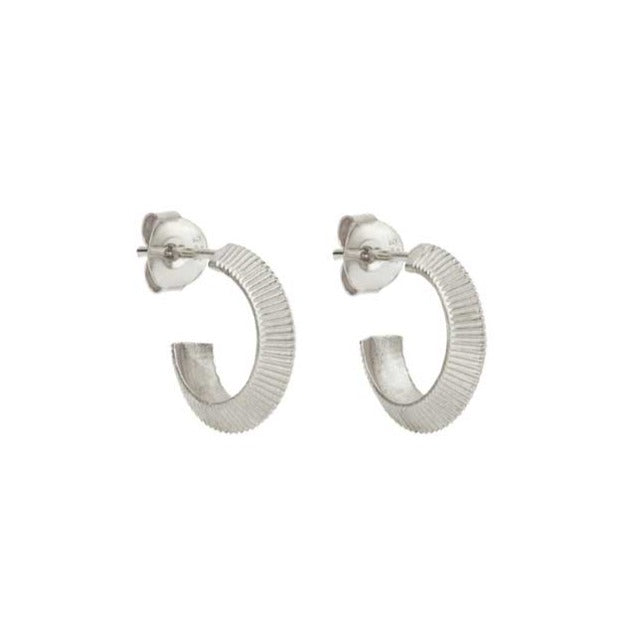 Zoe and Morgan Mini Tasa Silver Hoop Earrings at EC One London